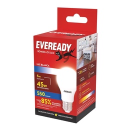 Lámpara Led Bulbo Eveready Fria 6 W E27   Caja 1 Unidad