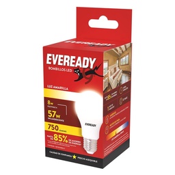 Lámpara Led Bulbo Eveready Calida 8 W E27   Caja 1 Unidad