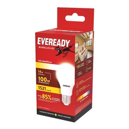 Lámpara Led Bulbo Eveready Calida 14 W E27   Caja 1 Unidad