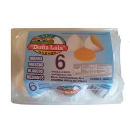 Huevos Blancos Doña Lala x 6u  Plastico