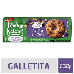 Galletitas Okebon Molino Natural Avena y Pasas X232gr