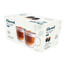 Set de 2 Tazas con Asas,vidrio Doble  350 ml C