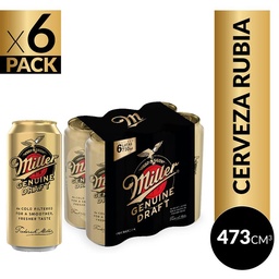 Cerveza Miller Genuine Draft  473cc 6u