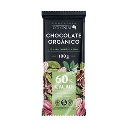 Chocolate Orgánico 60 Cacao 100 gr Chocolate Colonial