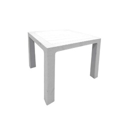 Mesa Simil Rattan Poo 80x80 Blanco