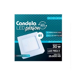 Plafón Led Cuadrado Base Fría 6W Candela Blanco