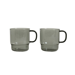 Set Mugs Net Grey Borosilicato 300 ml x 2 un