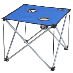 Mesa Camping con Portavasos Azul