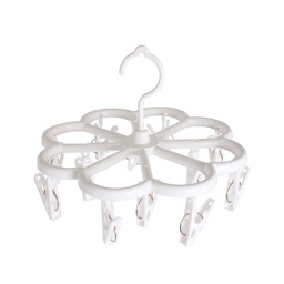 Colgador Lavanderia con 12 Clips Blanco 24,4X24,4x18,5cm