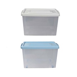 Caja Organizadora 37l Rueda Transparente  Tapa Color