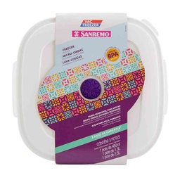 Set Hermetico San Remo Plastico Cuadrado Colores Varios