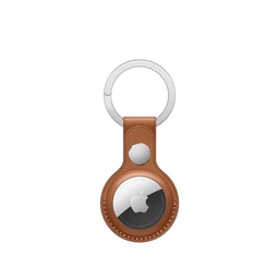 Apple Airtag Holder Leather Key Ring Holder - Saddle Brown