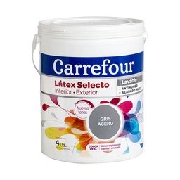 Látex Interior/exterior Carrefour Selecto Gris Acero 4 l.