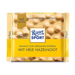 Chocolate Blanco Ritter con Avellanas 100 g.