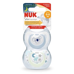 Set de 2 Chupetes Nuk Star Koala Talle 1 Celeste