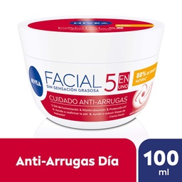 Crema Facial 5 en 1 Nivea Cuidado Antiarrugas para Todo Tipo de Piel 100 ml.
