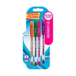 Bolígrafo Gel Paper Mate Punta Fina Surtido Fashion x 4 uni