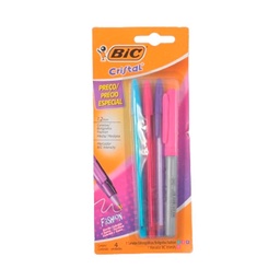 Kit Bolígrafo Bic Fashion x 3 uni + 1 Marcador Permanente