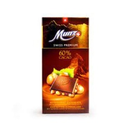 Tableta Chocolate Munz Negro con Avellanas 100 g.