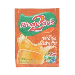 Jugo en Polvo Rinde Dos Naranja Durazno 18 g.