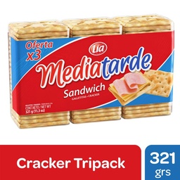 Galletitas Crackers Mediatarde Sandwich 3 x 107 g.