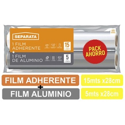 Rollo Film Adherente + Film de Aluminio Separata 15 mt / 5 mt Paquete 2 Unidades