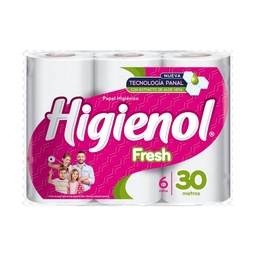 Papel Higienico Hoja Simple Higienol Aloe x6 30 mts.