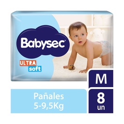 Pañales Babysec Talle m Ultrasoft 8 uni