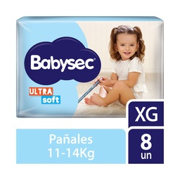 Pañales Babysec Talle Xg Ultrasoft 8 uni