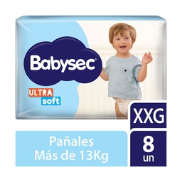 Pañales Babysec Talle Xxg Ultrasoft 8 uni