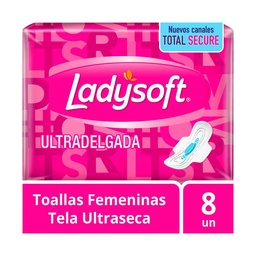 Toalla Femenina Delgada Seca Ladysoft x 8 uni