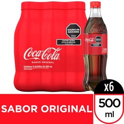 Gaseosa Cola Coca Cola Regular x6 Pet 500 ml