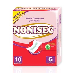 Pañales para Adulto Nonisec con Gel Talle g 10 u.