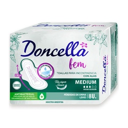 Toallas Femeninas Doncella Incontinencia Medium 8 uni