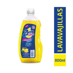 Detergente Zorro Limón con Glicerina en Botella 800 ml.