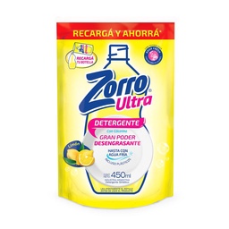 Detergente Zorro Limón con Glicerina Dp 450 ml.