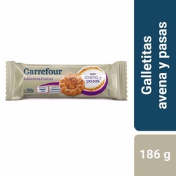 Galletitas Carrefour Multicereal con Avena y Pasas 186 g.