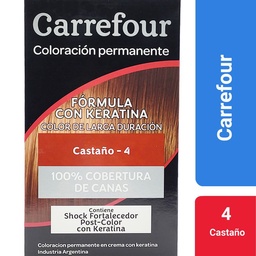 Kit Coloracion Permanente Carrefour N4 Castaño x 1 uni