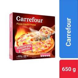 Pizza Congelada Carrefour Classic Mozzarella y Jamón Estuche 650 g.