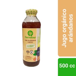 Jugo Orgánico Carrefour de Arándano Bio en Botella 500 cc.