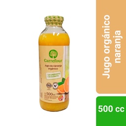 Jugo Orgánico Carrefour de Naranja Bio en Botella 500 cc.