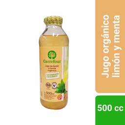 Jugo Orgánico Carrefour de Limón Menta Bio en Botella 500 cc.