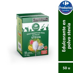 Edulcorante en Sobres Stevia Carrefour Classic 50 uni