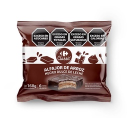 Alfajor de Arroz Negro Carrefour Classic con Dulce de Leche x3 28 g.