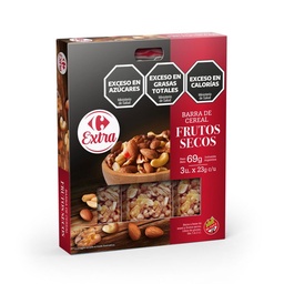 Barra de Cereal Carrefour Extra Frutos Secos Sin Tacc x3 23 g.