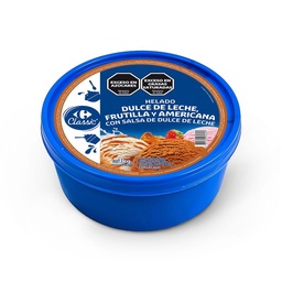 Helado Carrefour Classic de Dulce de Leche Americana y Frutilla con Salsa de Ddl 1 kg