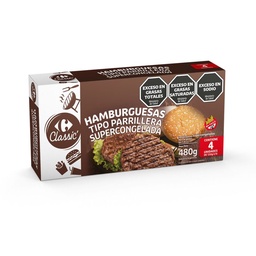 Hamburguesas Parrilleras Carrefour Classic en Caja 4 uni