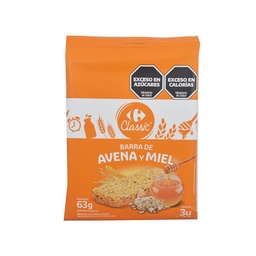 Barra de Cereal Carrefour Classic de Avena y Miel 3 uni