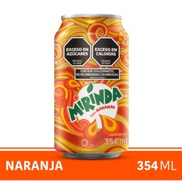 Gaseosa Mirinda Naranja Regular Lata 354 cc.