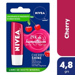 Protector Labial Humectante Nivea Cherry Shine para Todo Tipo de Piel 4.8 g.